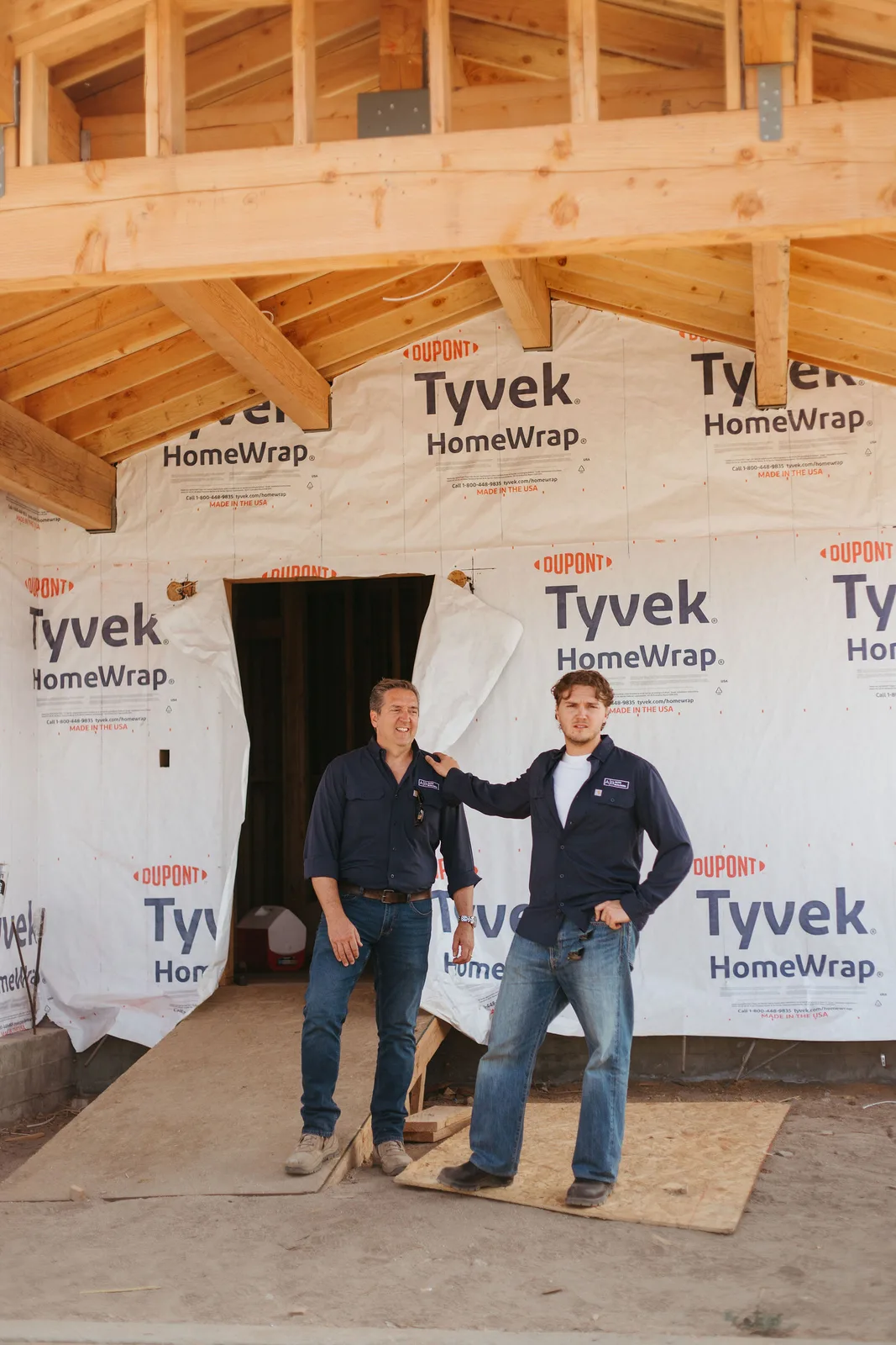 Paul and Simon at a wrapped Altadena rebuild