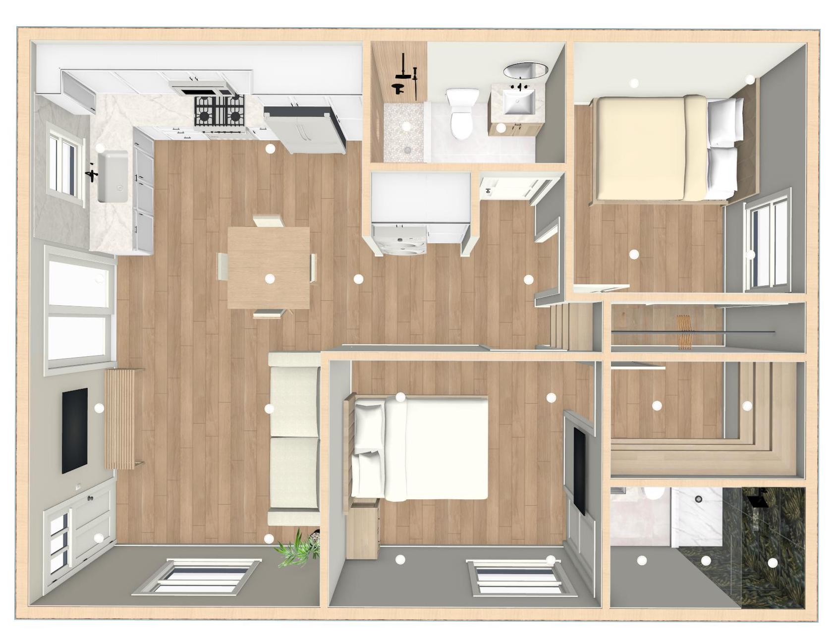 The Palm Plan - 2 Bedroom ADU Floor Plan