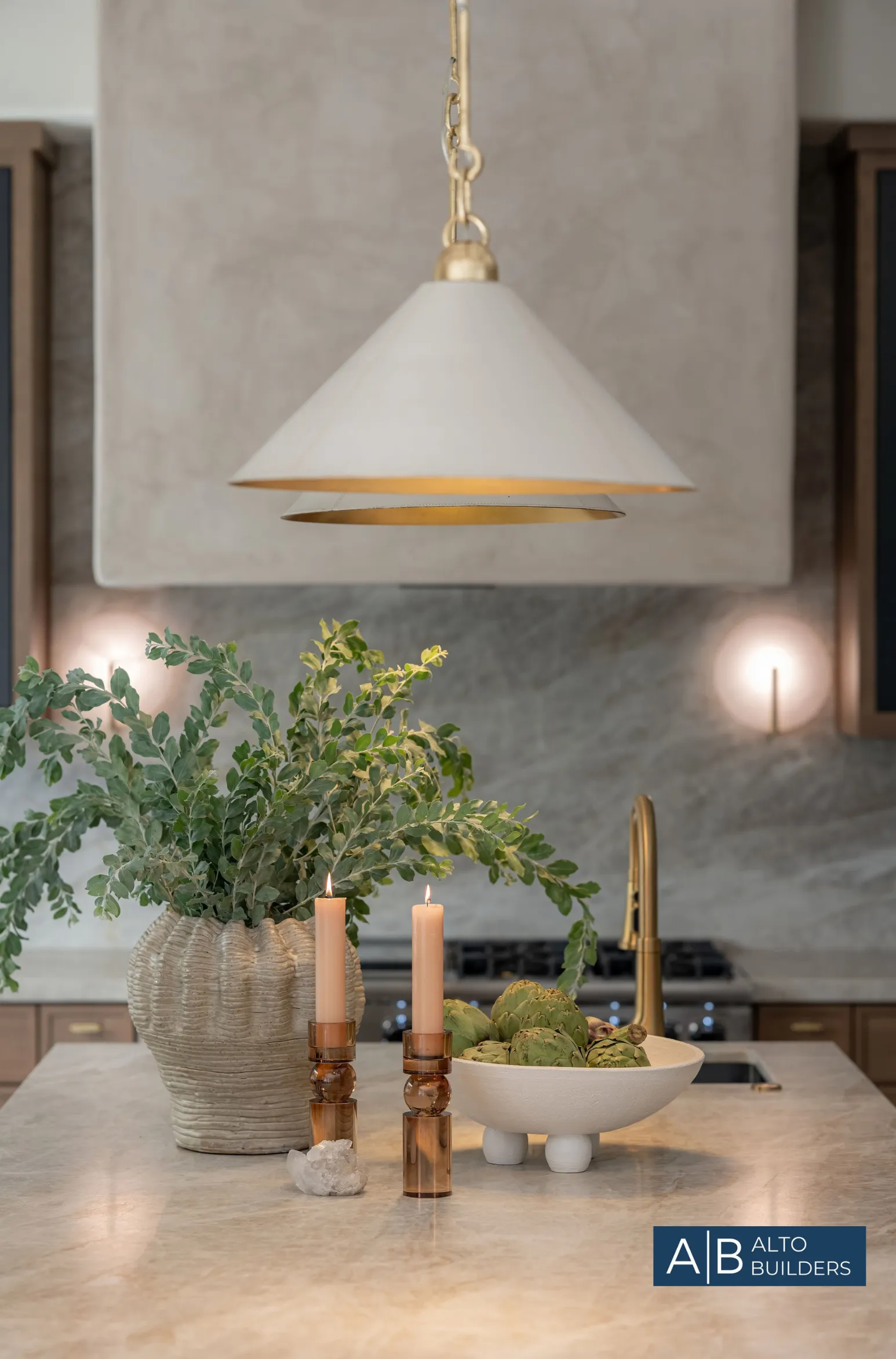 Encino Warm‑Contemporary Kitchen – Range Wall Elevation