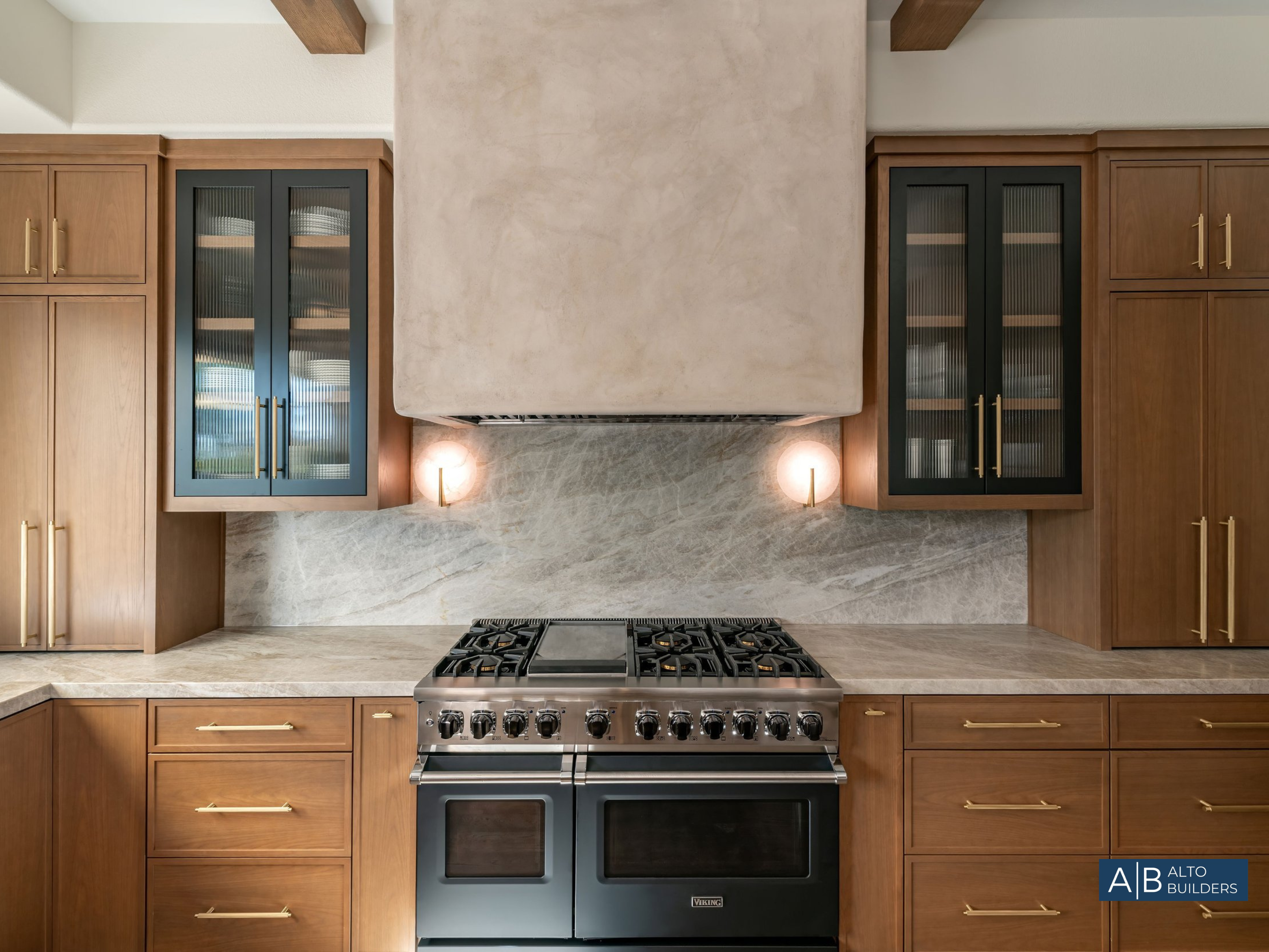 Encino Warm‑Contemporary Kitchen – Waterfall Island & Seating