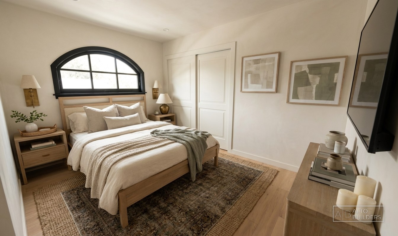 Hermar - primary bedroom with arched window