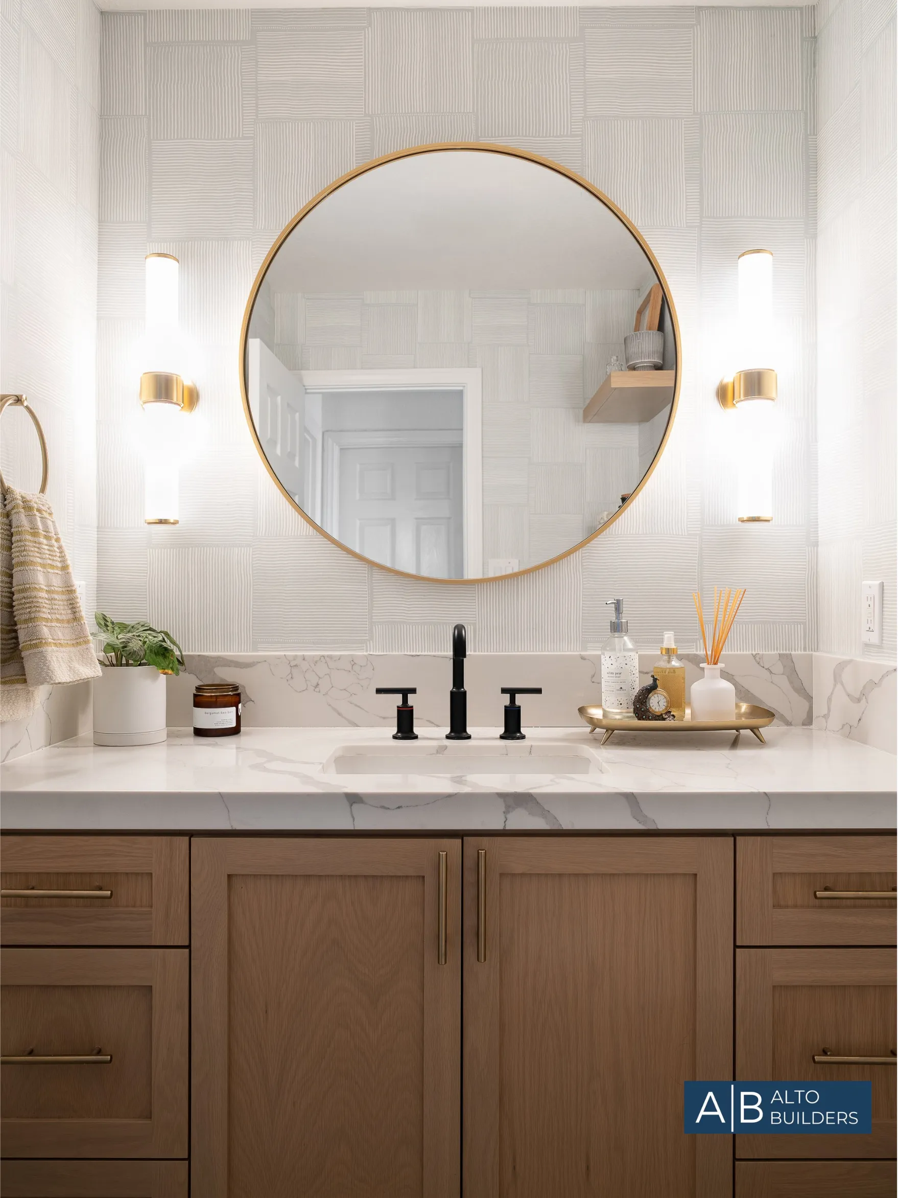 Silver Lake Contemporary Kitchen – Floating Oak Shelves