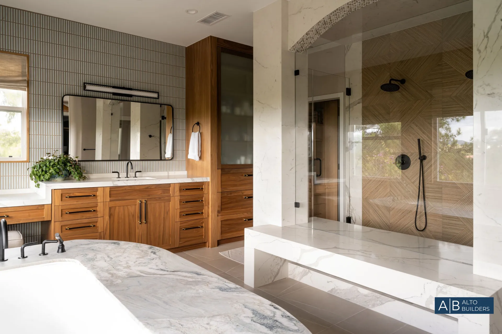 Valley View Eclectic Refresh – Fireside Lounge with Fluted-Tile Fireplace