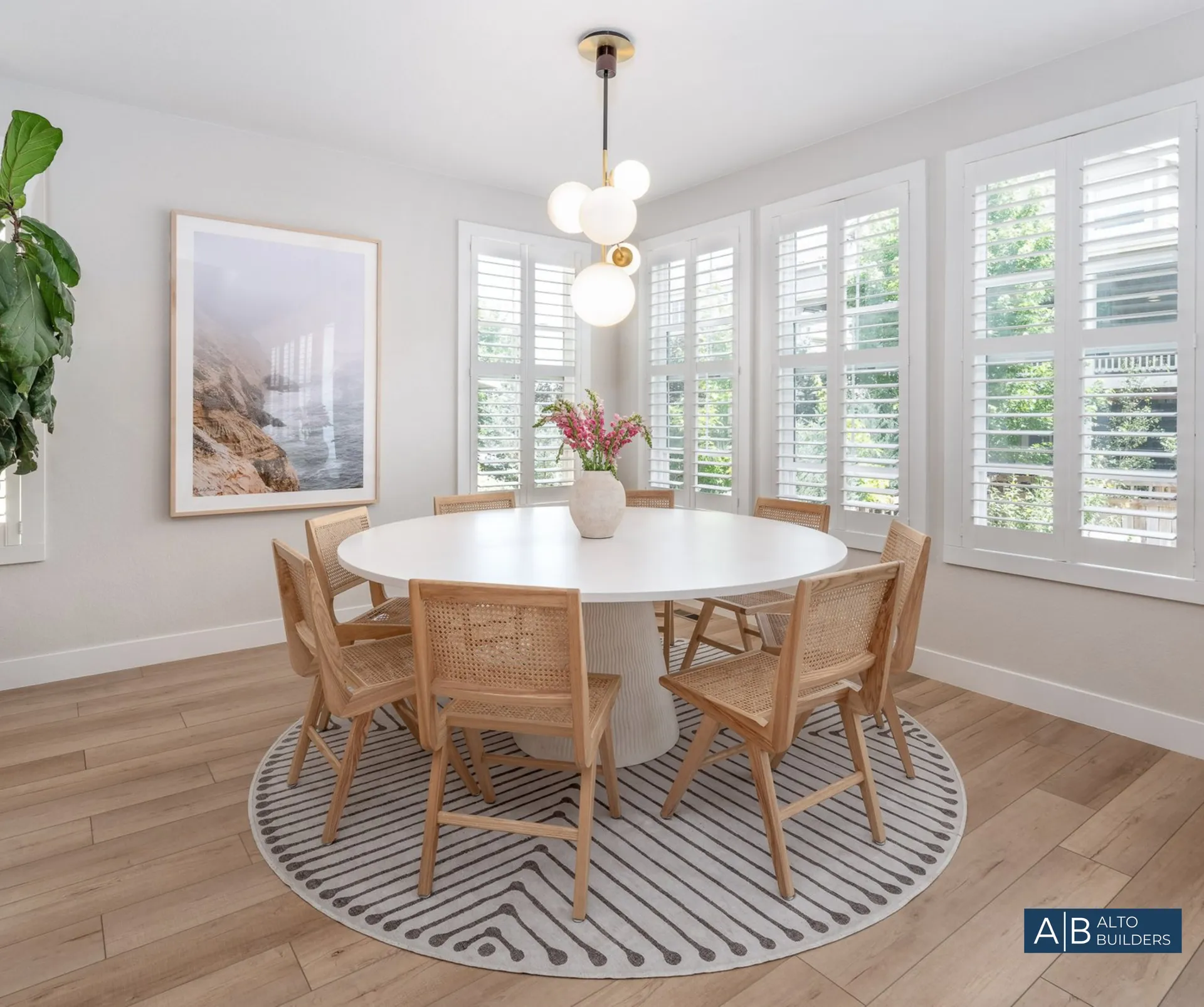 Westlake Village Soft-Modern Kitchen – Globe Pendant Lighting