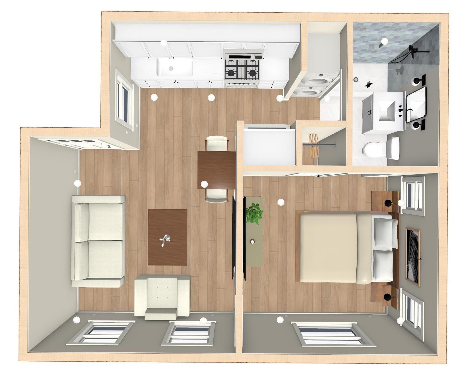 The Shore Plan - 1 Bedroom ADU Floor Plan